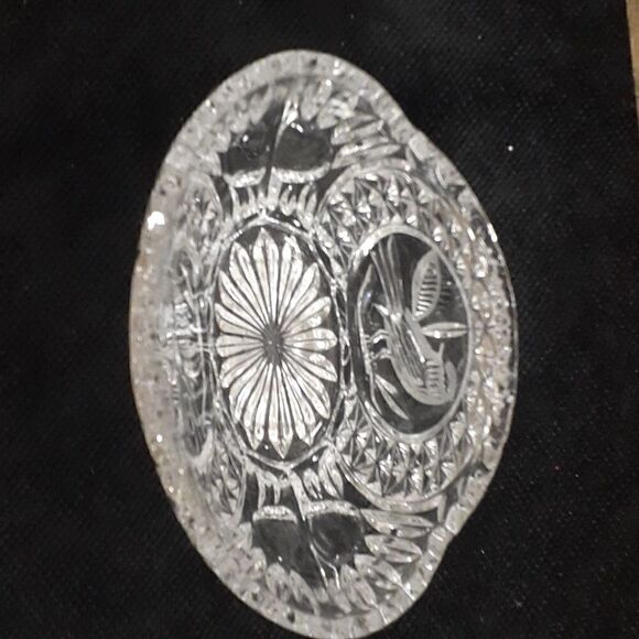 MCM crystal candy bowl with etched bird  and small trinket dish with etched bird - Picture 7 of 11